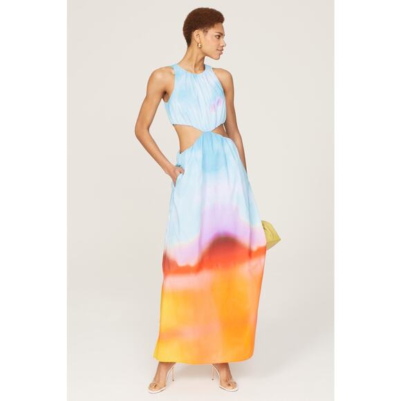 Jonathan Simkhai Alfie Multicolor Abstract Print Cut Out Sleeveless Maxi Dress S - Picture 1 of 14